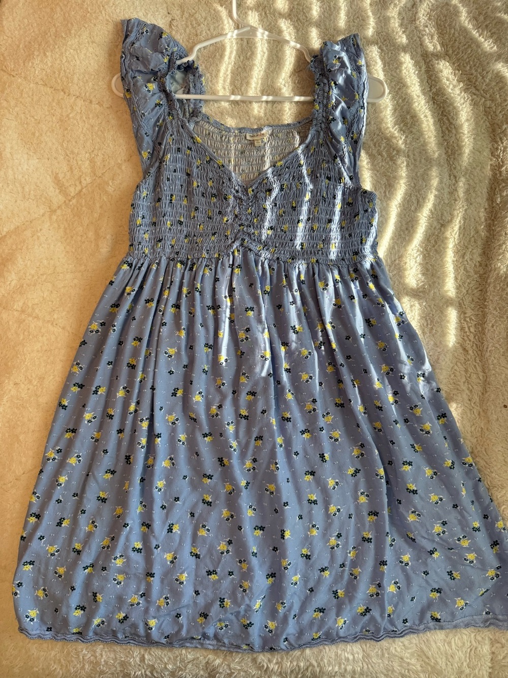 SELF E Light Blue Floral Smocked-Top Dress